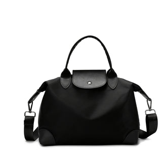 حقيبة نسائية كاجوال من النايلون بحزام قابل للتعديل وإكسسوارات ذهبية - حقيبة سفر، مناسبة للحفلات والاستخدام اليومي والهدايا (كاكي/أسود)، حقيبة صغيرة أساسية | تصميم أنيق وتفاصيل خياطة فاخرة