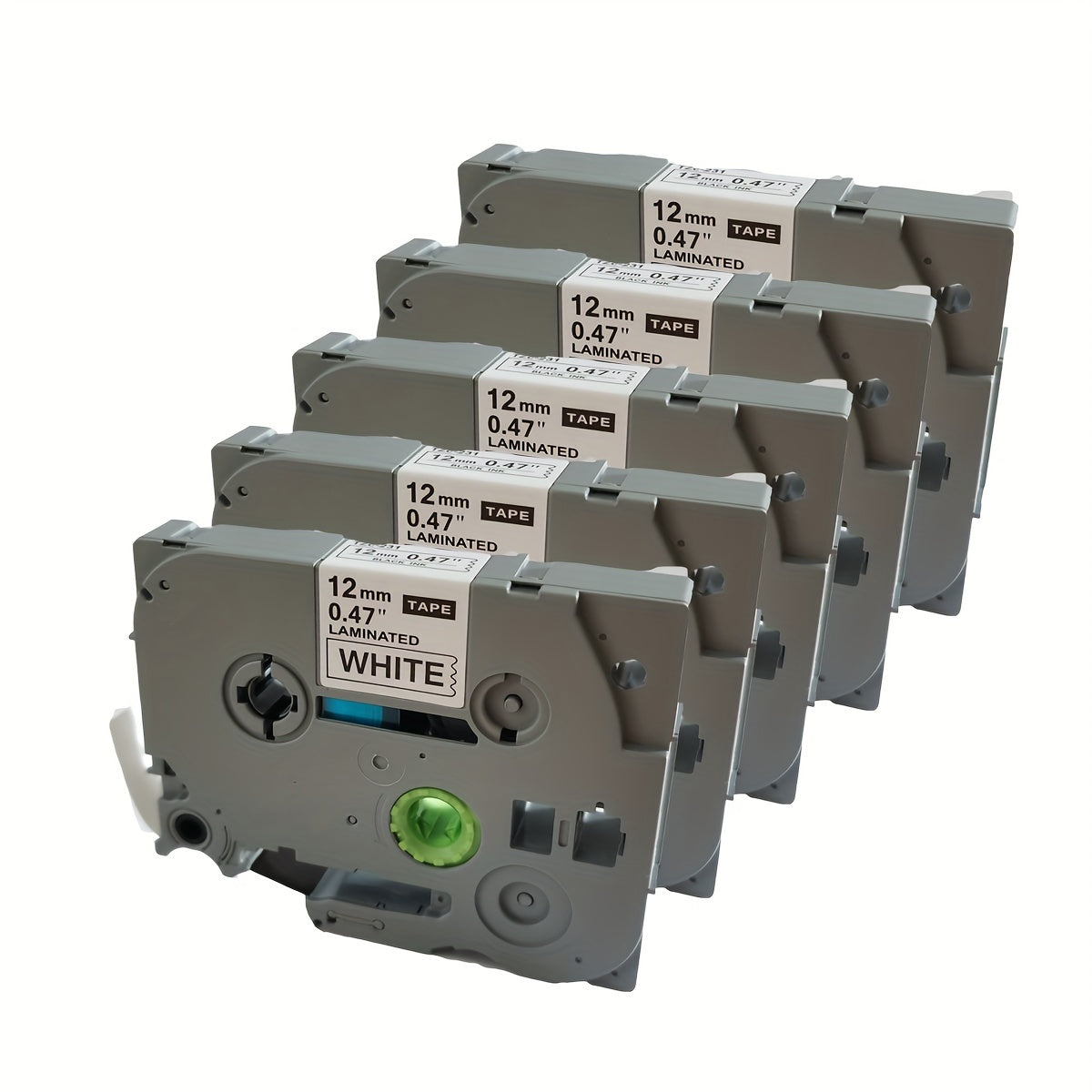 5 قطع من شريط صانع الملصقات Brother P-Touch، أسود على أبيض، 1.19 سم × 7.99 متر - متين وسهل التقشير للاستخدام الداخلي/الخارجي