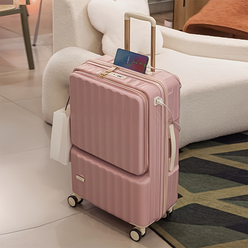 1 قطعة حقيبة سفر كبيرة السعة متينة بألوان الماكرون 20/24 بوصة مع طبقة للكمبيوتر + خطاف + عجلة عالمية + قفل TSA مضاد للسرقة، حقيبة سفر مناسبة للرجال والنساء في المدرسة، يمكن استخدامها كهدية ومستلزمات سفر