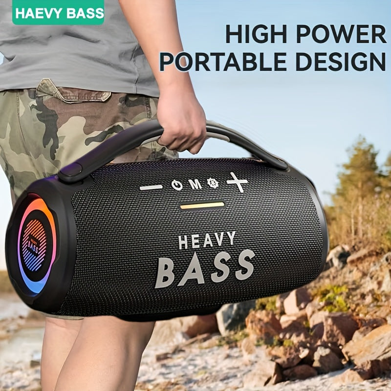 HEAVY BASS 30W مكبرات صوت لاسلكية متعددة الاستخدامات مع مضخم صوت، صوت محيطي، شحن USB، نوع C، متوافق مع بطاقة TF/USB Flash/AUX، يدعم الهاتف/الكمبيوتر اللوحي للتخييم في الهواء الطلق والمنزل LED Display 3000mAh