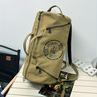 حقيبة كتف قماشية للمشي للرجال والنساء، حقيبة يد سفر عادية، ظهر رياضي مستدير للصيد واللياقة البدنية والتكتيك