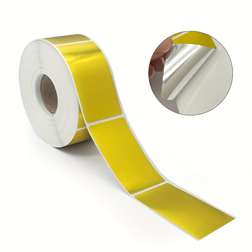 200 عبوة 5.69x3.0 سم ملصقات ذاتية اللصق الذهبية الهولوغرافية للمكتب والطباعة الحرارية وإدارة المخزون والصق العاكس وتغليف أكياس الهدايا وطباعة الباركود، ختم أكياس الهدايا | لفات ملصقات الهولوغرافية | ملصقات مقاومة للماء