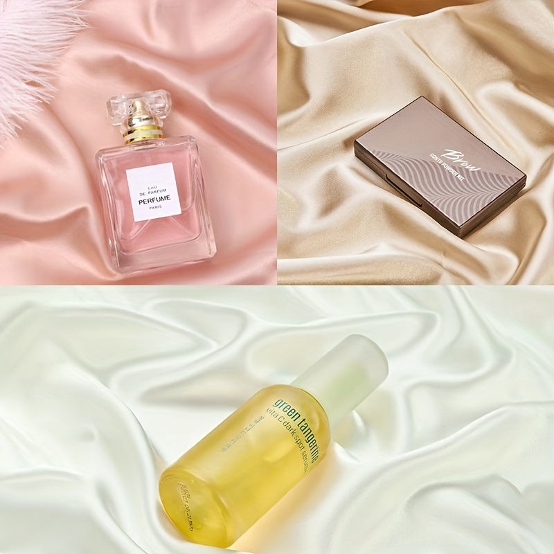 3 قطع خلفية تصوير فاخرة بنسيج حريري، 70سم x 100سم ذو وجهين لمستلزمات الطعام والمجوهرات لتصوير مستحضرات التجميل والمكياج، مادة حريرية وردية ناعمة وبيج، عرض منتجات فاخرة | سطح ناعم | خلفية ناعمة