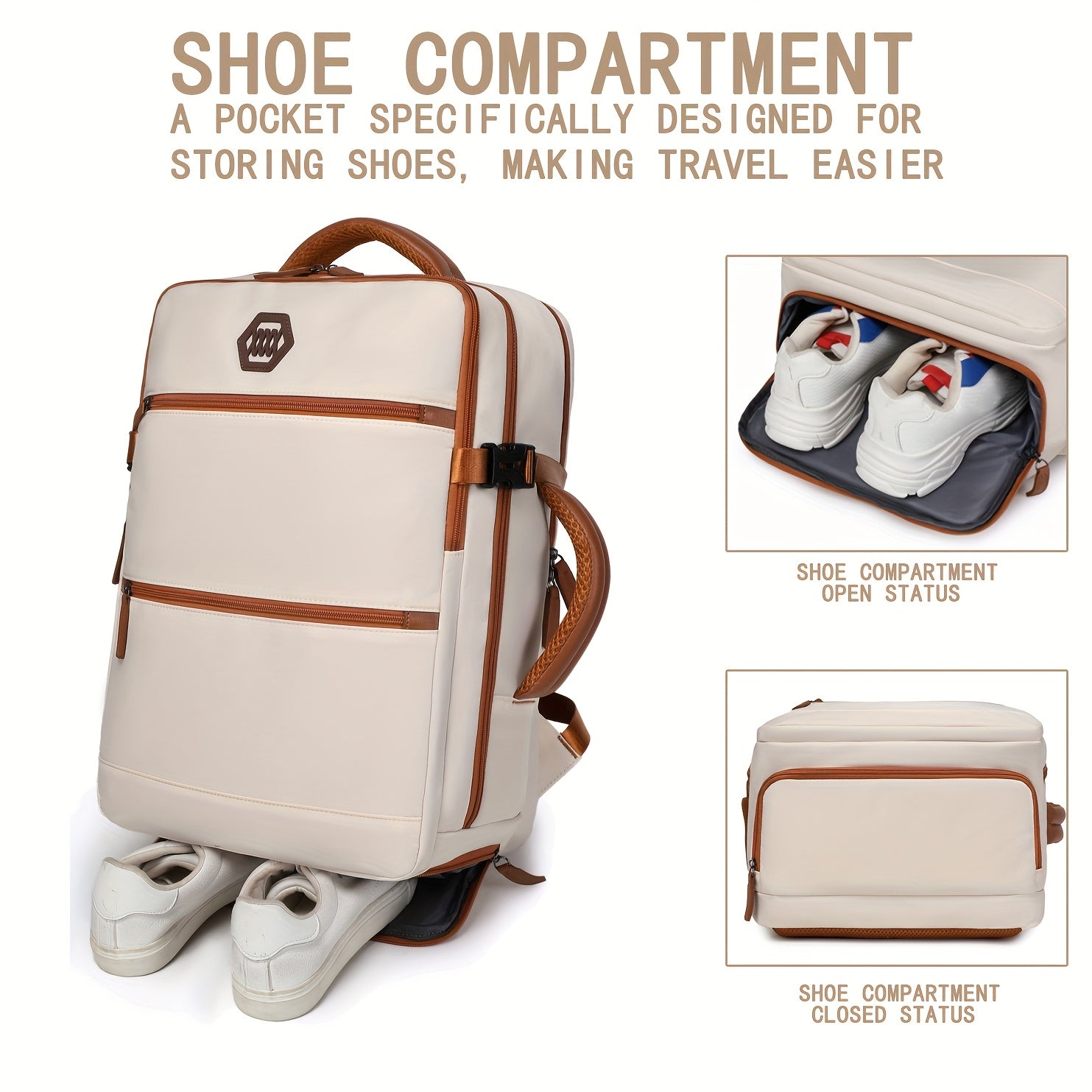 حقيبة ظهر نسائية للسفر، حقيبة يومية جامعية مع قسم للأحذية، حقيبة رياضية للتنزه والأنشطة الخارجية، حقيبة لابتوب 15.6 بوصة، معتمدة للجامعة والسفر وحمل على الطائرة