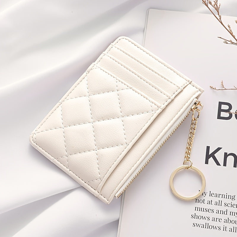 محفظة نسائية مصنوعة من الجلد الصناعي البسيط - حامل بطاقات خفيف الوزن وخفيف الوزن مع سحاب ذهبي، 4 ألوان (وردي، أسود، أحمر، أخضر) للاستخدام اليومي، إكسسوار غير رسمي، محفظة عصرية، حقيبة يد أنيقة، محفظة متينة