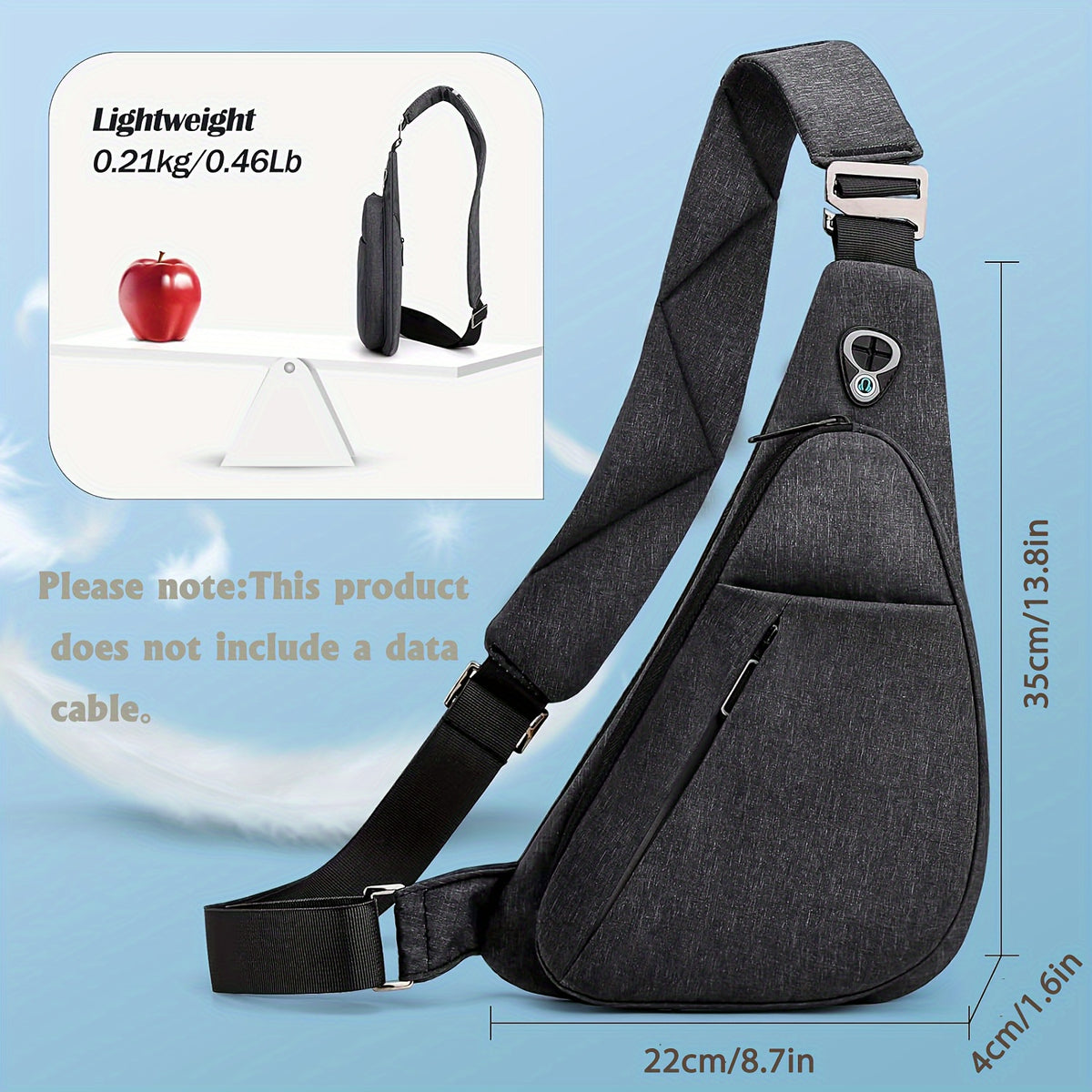 حقيبة كتف رجالية قابلة للتعديل مع إغلاق سحاب آمن - قماش متين، مثالي لركوب الدراجات والمشي في المدينة، إكسسوار للدراجة | حقيبة بحزام قابل للتعديل | حقيبة قماش متين