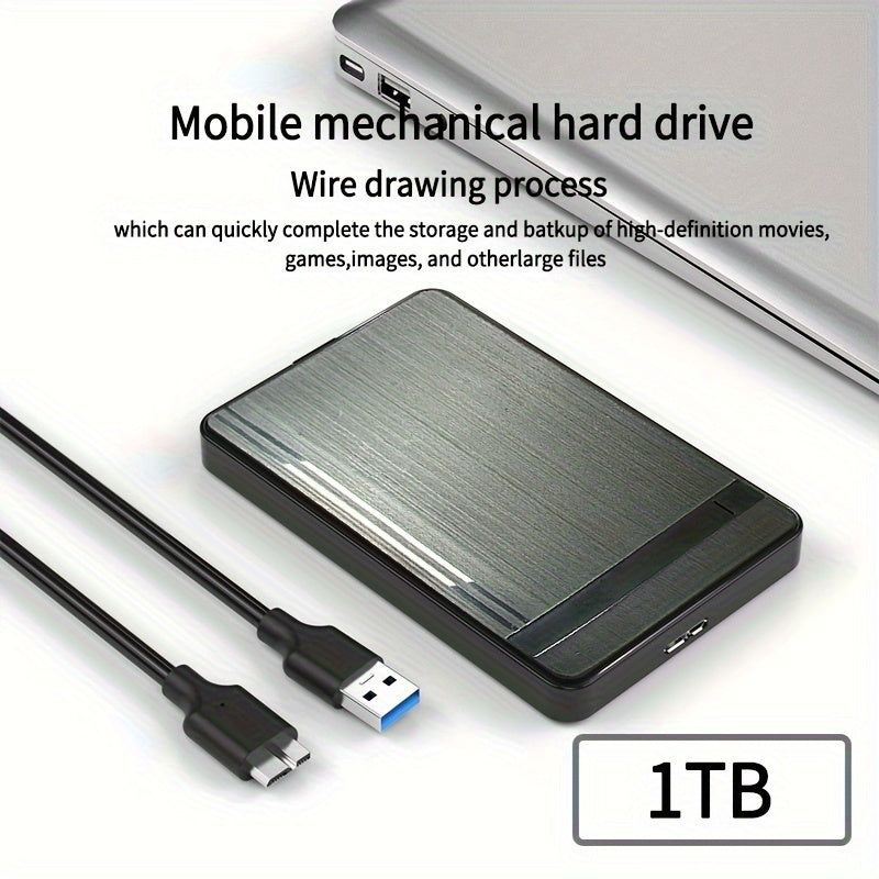 قرص صلب خارجي عالي السرعة USB 3.0 - سعة من 160 جيجابايت إلى 2 تيرابايت، أسود، متوافق مع أجهزة الكمبيوتر، نظام ملفات NTFS للاستخدام المكتبي والتجاري