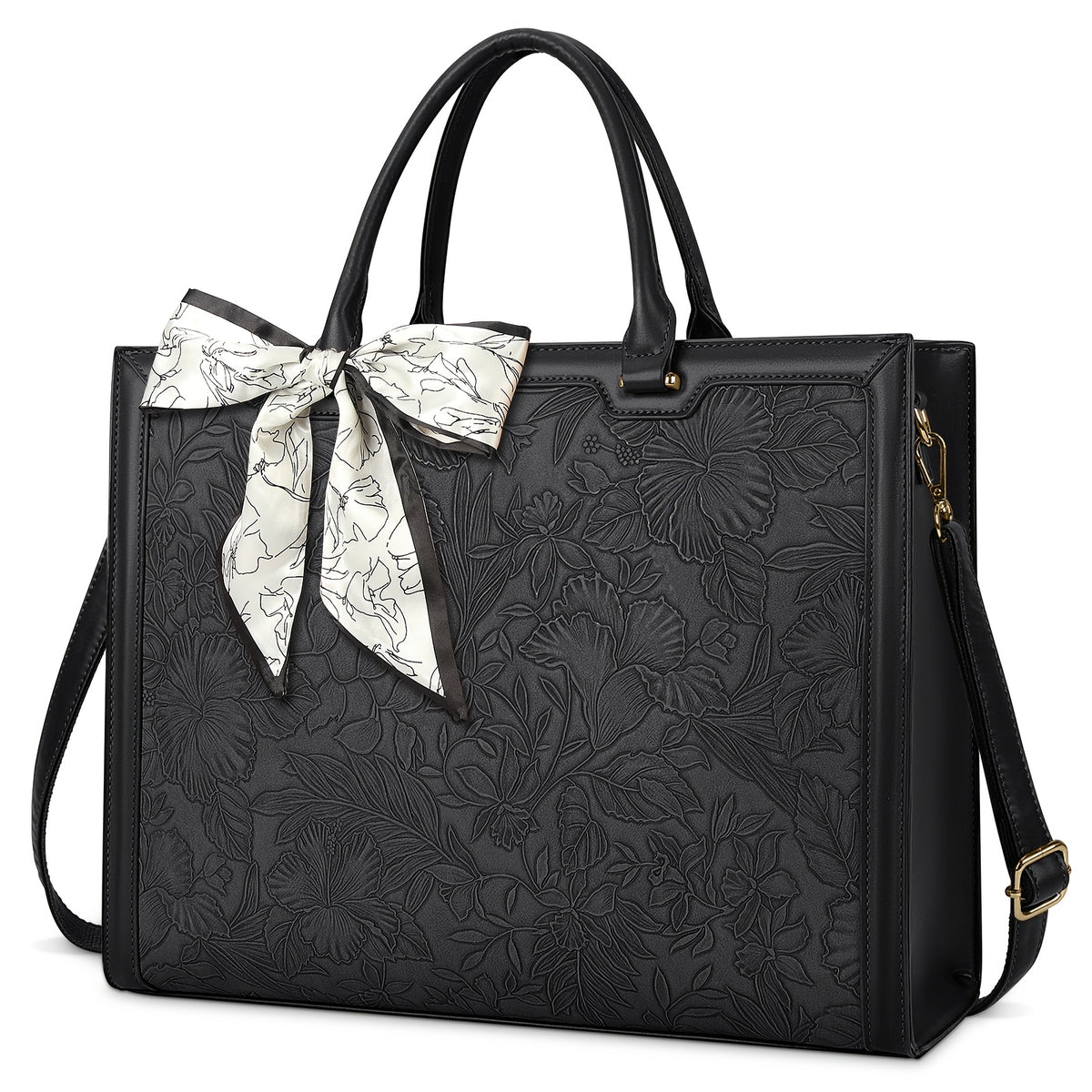 حقيبة كمبيوتر محمول للنساء من KTMOUW، 39.62 سم، مصنوعة من مادة PU، خفيفة الوزن، واسعة، مع حزام كتف، للعمل والسفر، حقيبة كمبيوتر محمول | حقيبة كمبيوتر محمول أنيقة | دائمة