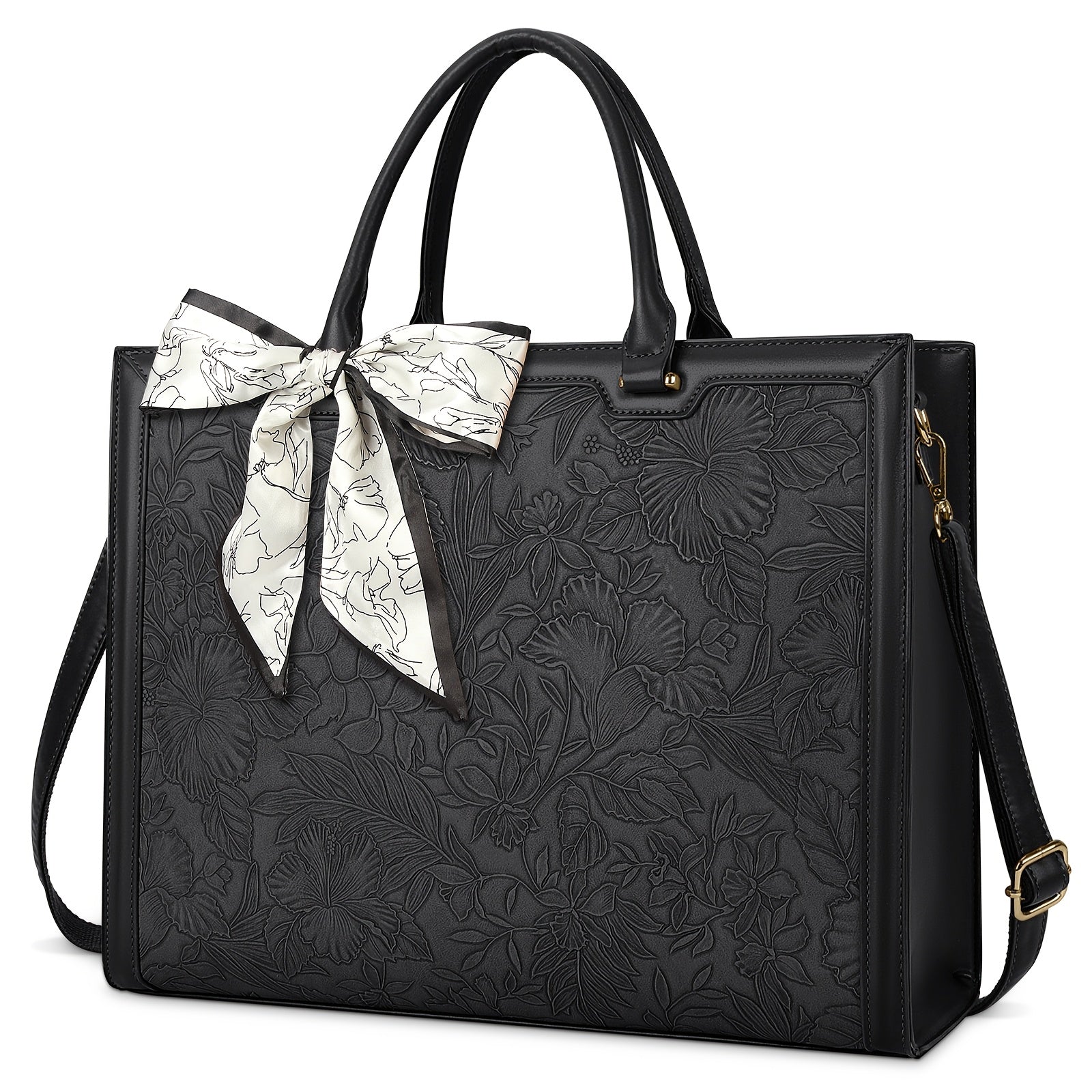 حقيبة كمبيوتر محمول للنساء من KTMOUW، 39.62 سم، مصنوعة من مادة PU، خفيفة الوزن، واسعة، مع حزام كتف، للعمل والسفر، حقيبة كمبيوتر محمول | حقيبة كمبيوتر محمول أنيقة | دائمة