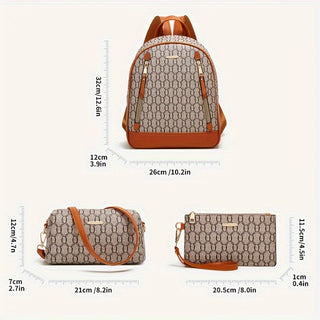 مجموعة نسائية ثلاثية في واحد، حقيبة ظهر متعددة الاستخدامات بسعة كبيرة قابلة للتعديل، تتضمن محفظة واقي بطاقات مطابقين، مناسبة للأنشطة الخارجية والأعمال والتنقل والعمل والسفر الخارجي والاستخدام اليومي.