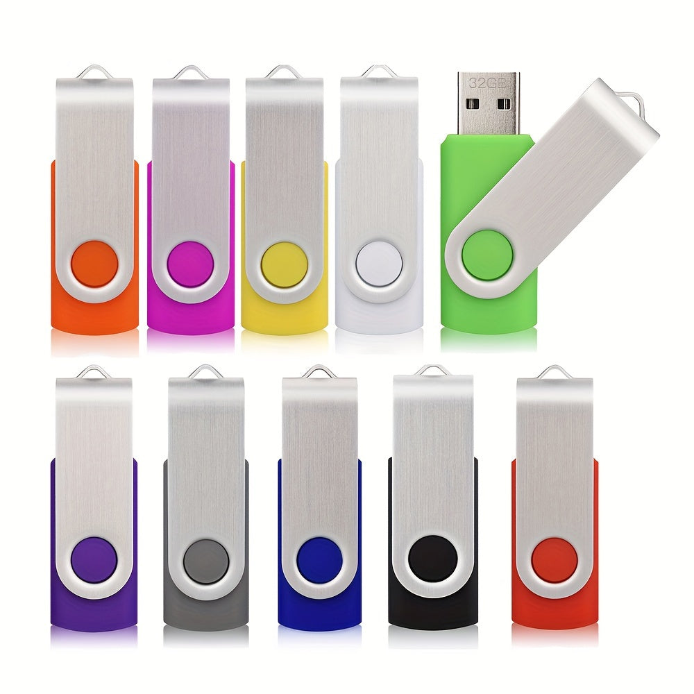 10 عبوات USB 2.0 محرك أقراص فلاش 4 جيجابايت 8 جيجابايت 16 جيجابايت 32 جيجابايت 64 جيجابايت عصا ذاكرة دوارة محرك إبهام محرك أقراص القفز لتخزين البيانات ومشاركة الملفات متعدد الألوان