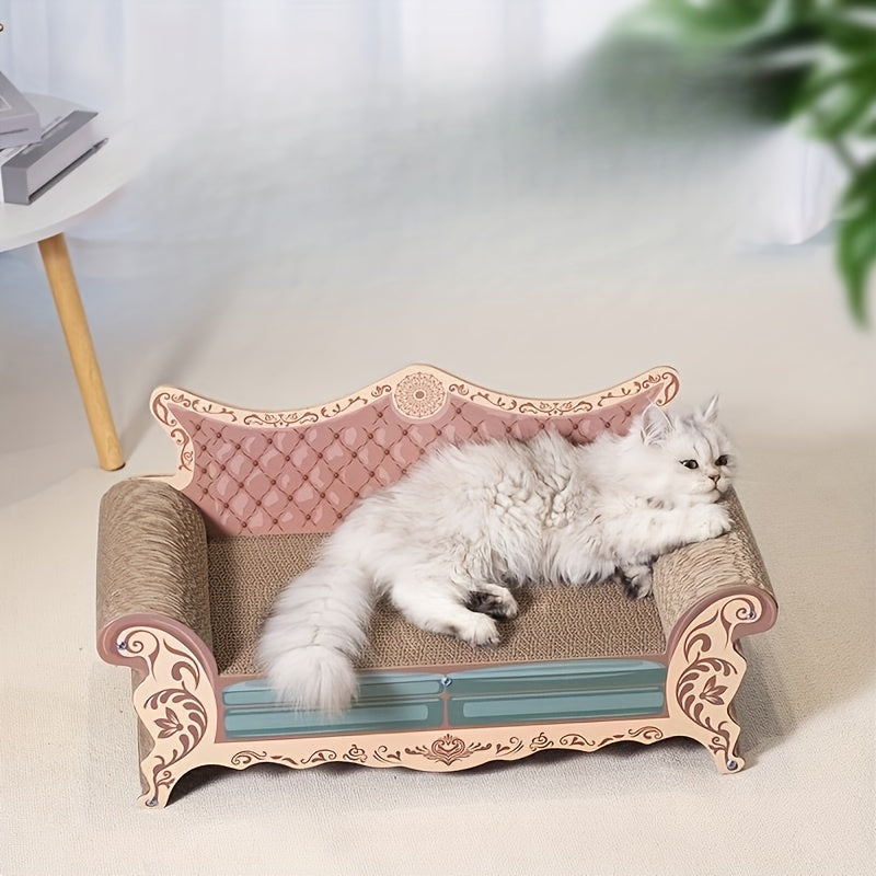 A Special Furniture Piece For Cats, Combining A Scratching Board, A Cat Nest, And A Sofa In An L-shaped Design. It Is Wear-resistant And Large, Suitable For Princess Cats.