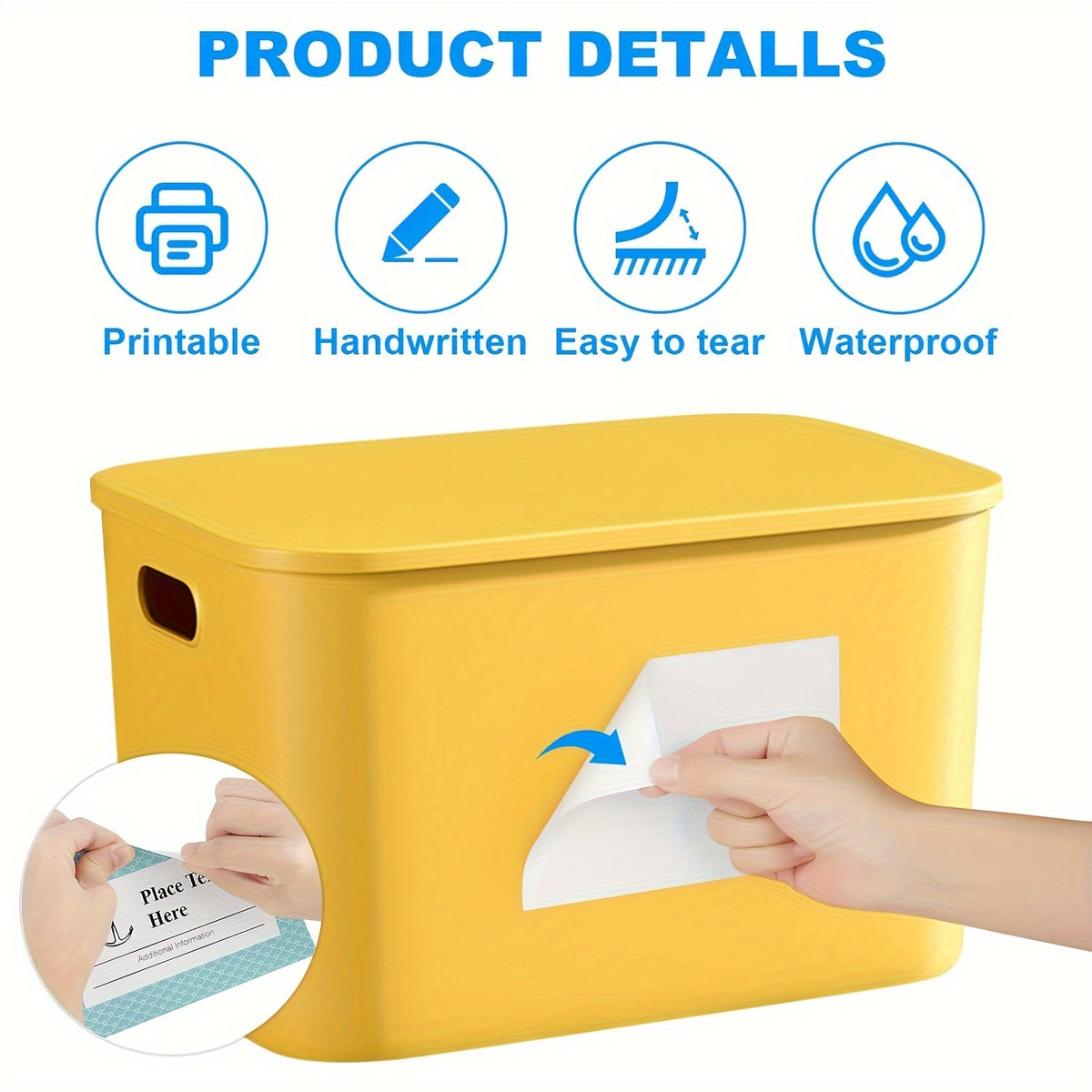 50 قطع/100 قطع/150 قطع ملصقات صناديق التخزين، 15.24 X 10.16 سم ملصقات صناديق التخزين القابلة للإزالة، ملصقات صناديق التخزين المقاومة للتمزق بدون بقايا، ملصقات صناديق فارغة بيضاء مطفية، مناسبة للمدارس والمنازل والشركات