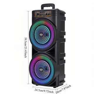 مكبر صوت لاسلكي XMEBXPK 6000W مع مضخمين صوتين 21.59 سم، أضواء حفلات RGB، ميكروفون مدمج، صوت قوي 130 ديسيبل لحفلات الهواء الطلق، الموسيقى والمسابقات، نظام مكبر صوت لاسلكي، نظام صوت الحدث، تأثير إضاءة ممتع، صوت عالي الجودة