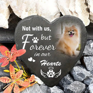 حجر تذكاري للحيوانات الأليفة قابل للتخصيص - قطعة واحدة، هدية تذكارية للكلاب مُخصصة، مطبوعة من جهة واحدة مع حامل صورة، هدية تعزية مثالية للحيوانات الأليفة مع بصمة كف، علامة قبر للحيوانات الأليفة قابلة للتخصيص