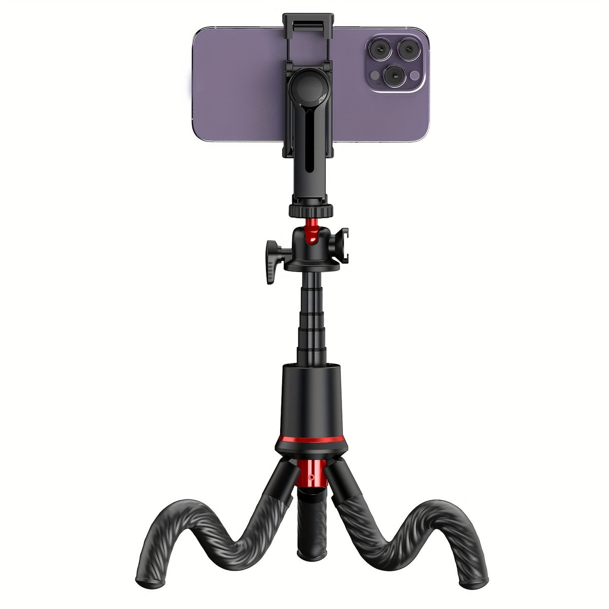 حامل هاتف محمول قابل للطي مع قاعدة أخطبوط تلسكوبية، قاعدة عالمية محمولة للهاتف، تركيب عمودي، مصنوع من مادة ABS، يعمل بالبطارية، بحد أقصى 36 فولت، مناسب لهواتف آبل، سامسونج وغيرها من الهواتف الذكية، مثالي للتصوير الفوتوغرافي، الفيديو، السفر والاستخدام في ا