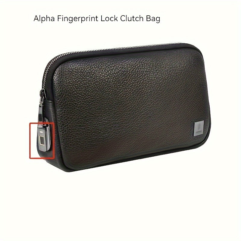 حقيبة كلاتش فاخرة للرجال من جلد PU أسود مع قفل بصمة - مضادة للسرقة، سعة كبيرة، بطانة ناعمة، تصميم مدمج للأعمال والاستخدام اليومي