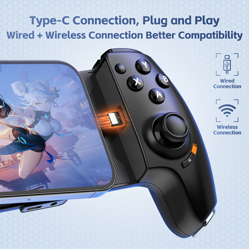 2025 Pure Black Type-C Game Controller، مناسب لـ IOS/وضع الأصل/Android/Huawei/Switch/PC، يدعم PS/Xbox/ألعاب البث؛ اتصال مزدوج الأوضاع؛ حجم تمديد كبير إضافي؛ أزرار إعادة تشغيل برمجة الماكرو؛ تبريد الخلوي؛ مستشعري هال مزدوجين؛ أزرار هال؛ يدعم شحن الهاتف أثن