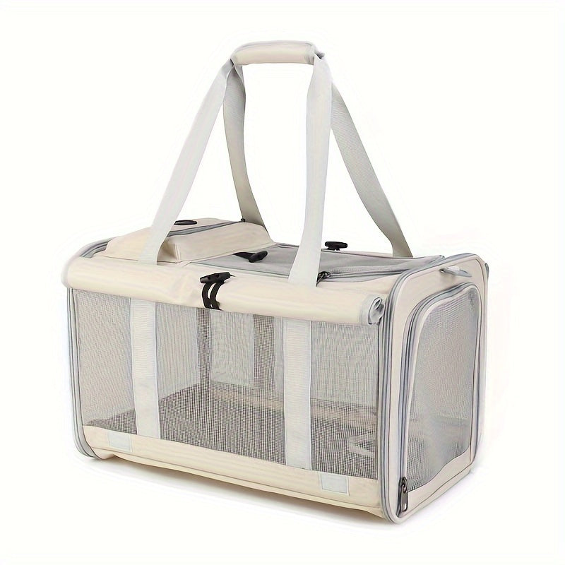 حقيبة حمل خفيفة وقابلة للتنفس للقطط والكلاب الصغيرة - حقيبة سفر متينة وقابلة للطي مع إغلاق بسحاب