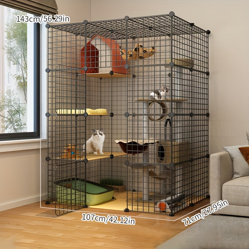 إطار تسلق للقطط DIY بحجم كبير جدًا، متين وقابل للفك والتركيب بأسلاك، يتسع لعدة قطط للراحة واللعب في نفس الوقت