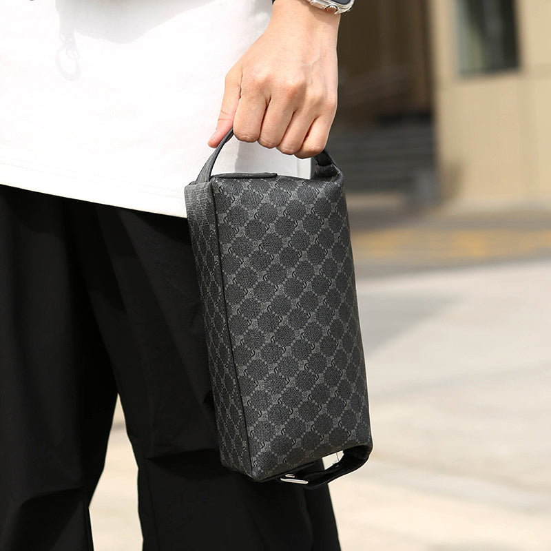 حقيبة كلاتش أنيقة للرجال بتصميم فاخر - سعة كبيرة، حقيبة تخزين محمولة للعناية الشخصية والصالة الرياضية مع مادة PU عالية الجودة، حقيبة مستحضرات تجميل فاخرة، هدية مثالية له، حقيبة محمولة|حقيبة كلاتش أنيقة|نمط أنيق