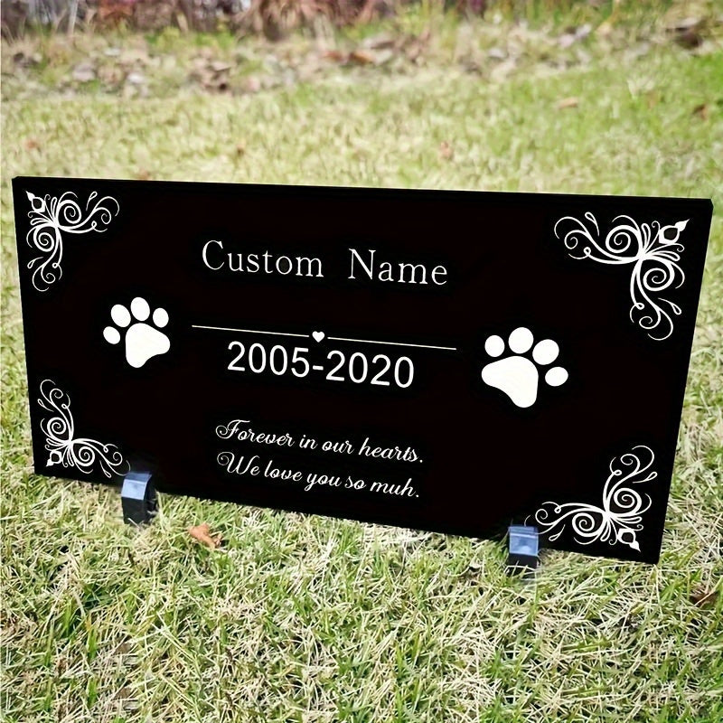 حجر تذكاري من الأكريليك المخصص بنقش الاسم وأصابع الكلب - هدية شخصية لذوي الكلاب الأعزاء، تزيين مقبرة خارجية، هدية تعزية لأصحاب الحيوانات الأليفة، أدوات تذكارية للكلاب