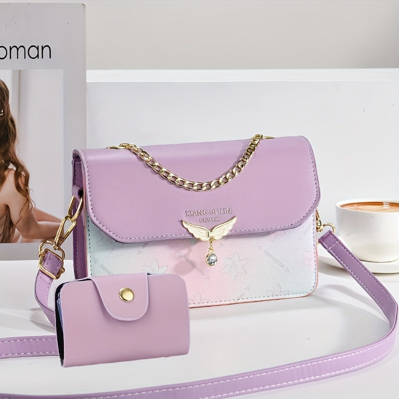 حقيبتان نسائيتين عصرية بتصميم تدرجي للكتف بألوان جذابة وحجم صغير مربع