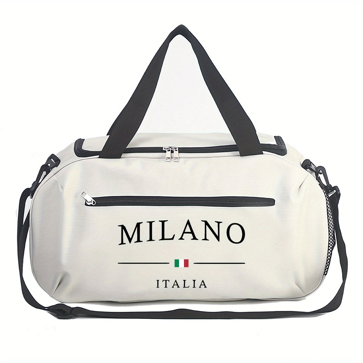حقيبة دافل للرجال بطباعة ميلانو إيطاليا - حقيبة رياضية خفيفة من قماش أكسفورد مع مقابض مقواة، حزام كتف قابل للتعديل وتصميم قابل للغسل في الآلة لليوغا والسفر والتنقل والاستخدام اليومي، حقيبة جيم | أسلوب عملي