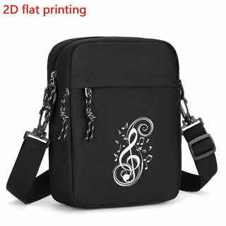 حقيبة كتف أكسفورد عادية للرجال، حزام قابل للتعديل، إغلاق بسحاب، مبطنة بالبوليستر، سعة كبيرة للاستخدام اليومي مع تصميم علامة الموسيقى، حقيبة للتنقل | حقيبة بحزام قابل للتعديل | حقيبة كتف متينة