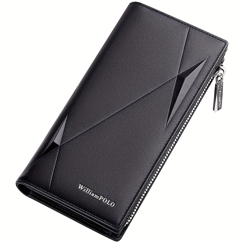 محفظة ويليام فولو للرجال من الجلد الطبيعي الفاخر - سعة كبيرة مع سحاب و19 فتحة للبطاقات، أسلوب عمل أسود أنيق، تصميم جلد البقر المتين للاستخدام اليومي، محفظة تخزين البطاقات | تصميم محفظة أنيق | جلد البقر الحقيقي