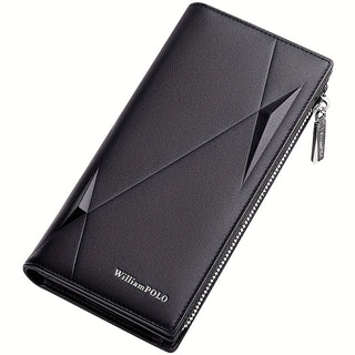 محفظة ويليام فولو للرجال من الجلد الطبيعي الفاخر - سعة كبيرة مع سحاب و19 فتحة للبطاقات، أسلوب عمل أسود أنيق، تصميم جلد البقر المتين للاستخدام اليومي، محفظة تخزين البطاقات | تصميم محفظة أنيق | جلد البقر الحقيقي