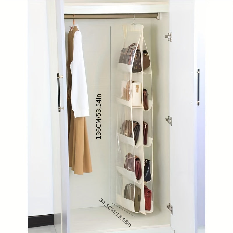 حقيبة باب خزانة ملابس محمولة متعددة الشبكات، حقيبة معلقة، منظم حقيبة بصرية شفافة، حقيبة تخزين مثالية للحقائب