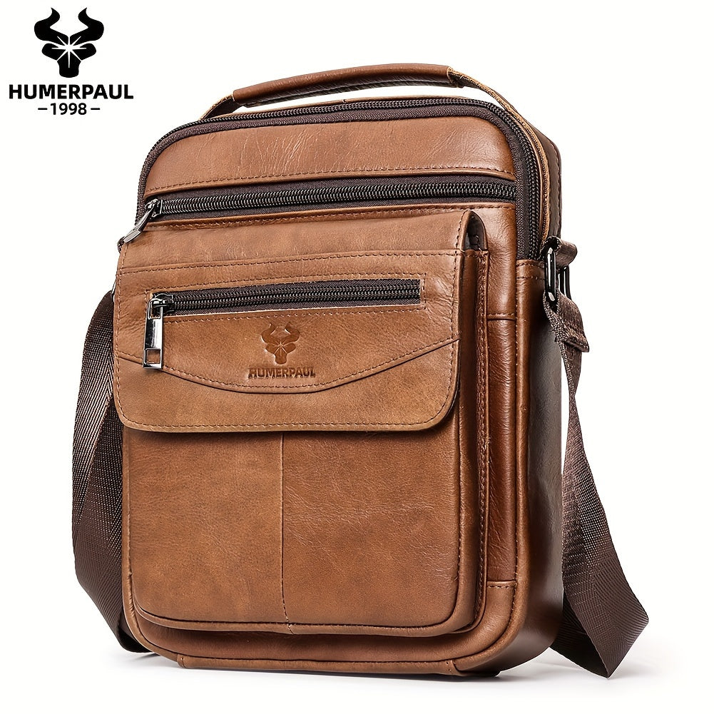 حقيبة كتف جلدية طبيعية عارضة من جلد البقر الطبقة العلوية