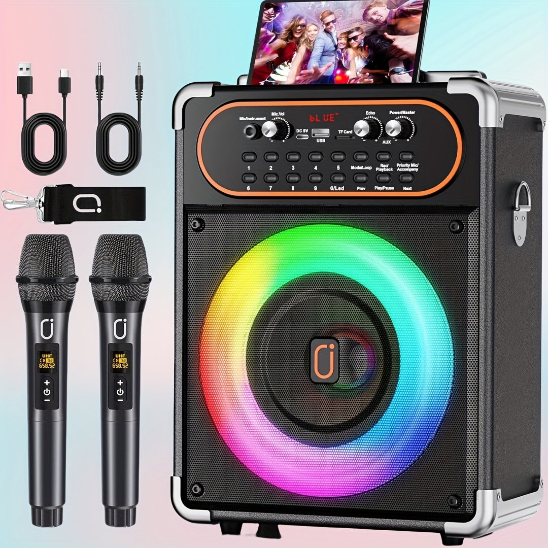 JYX S68 مكبر صوت لاسلكي فائق القوة والعالية، نظام كاريوكي لاسلكي 5.3 مع ميكروفون لاسلكيين، مكبر صوت محمول للدي جي في الأحداث الخارجية والحفلات والاتصال بالتلفزيون، تعديل الإكوه، شحن من نوع C، بطارية ليثيوم، غير مقاوم للماء، يعمل بمنفذ USB، مكبرات صوت مزدو