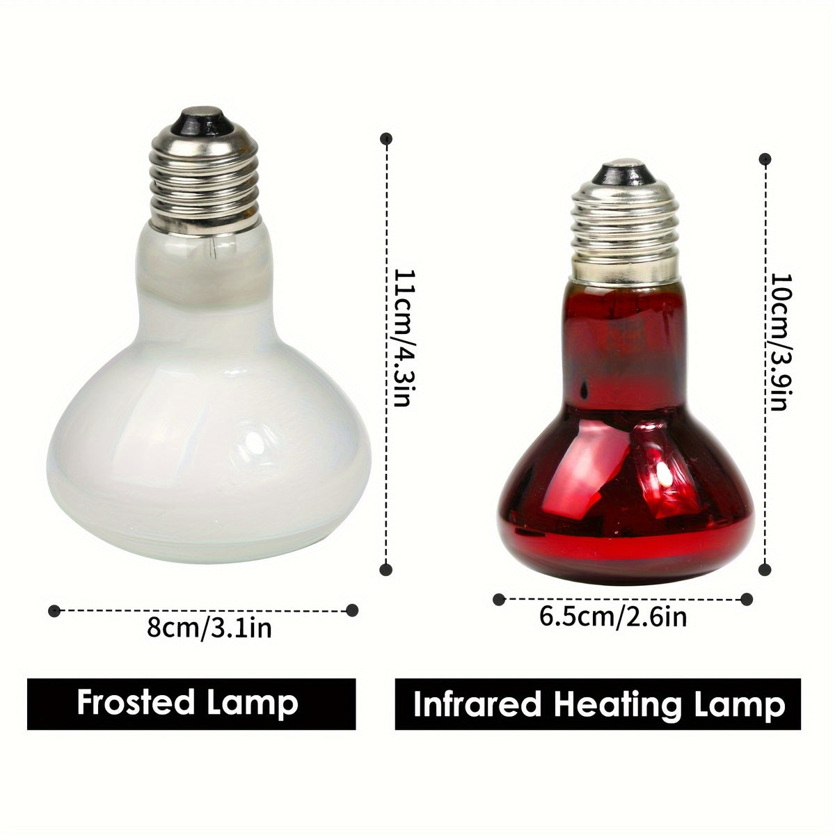 مصابيح تدفئة الزواحف بقوة 100 واط / 220 فولت، مصباح شمسي للزواحف، مصباح / لمبة / ضوء بخاري مضاء ذاتيًا للتدفئة للزواحف والبرمائيات