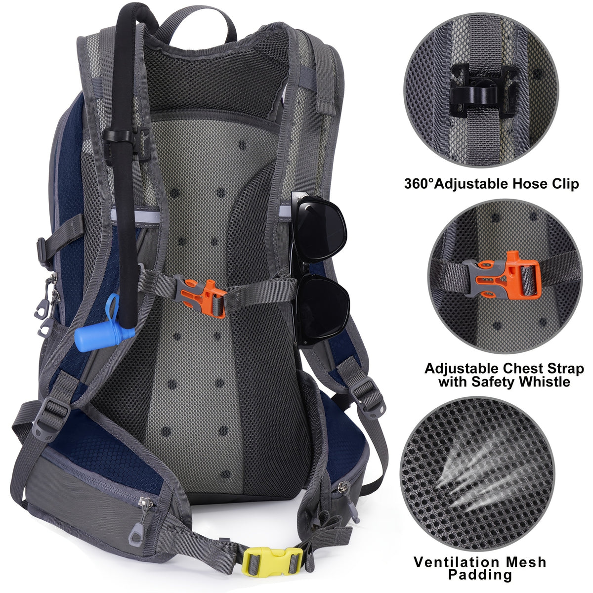 حقيبة تركيبات معزولة بحوض ماء - أحزمة كتف قابلة للتعديل، أقسام متعددة وجيوب شبكية، بوليستر متين لركوب الدراجات، التنزه، التزلج والسفر - قابل للغسل في الغسالة، معدات الترطيب للسفر | تصميم أنيق | حقيبة ظهر معزولة