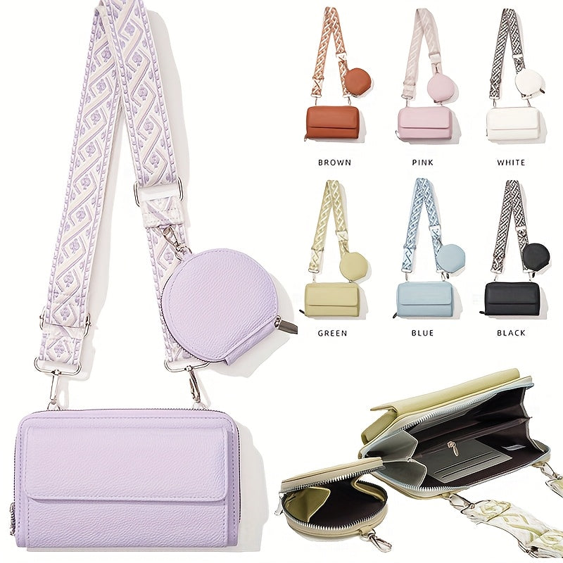 حقيبة كتف صغيرة أنيقة للنساء، حقيبة كتف أفقية متعددة الوظائف بسحاب لحفظ البطاقات الائتمانية والعملات المعدنية، حقيبة يد مربعة صغيرة كبيرة وصغيرة للأم مع حزام عريض قابل للتعديل