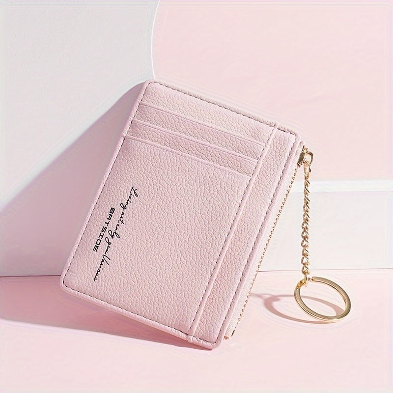 محفظة صغيرة ذات لون موحد، حامل بطاقة ائتمان بمقبض مع فتحات للبطاقات، محفظة نسائية