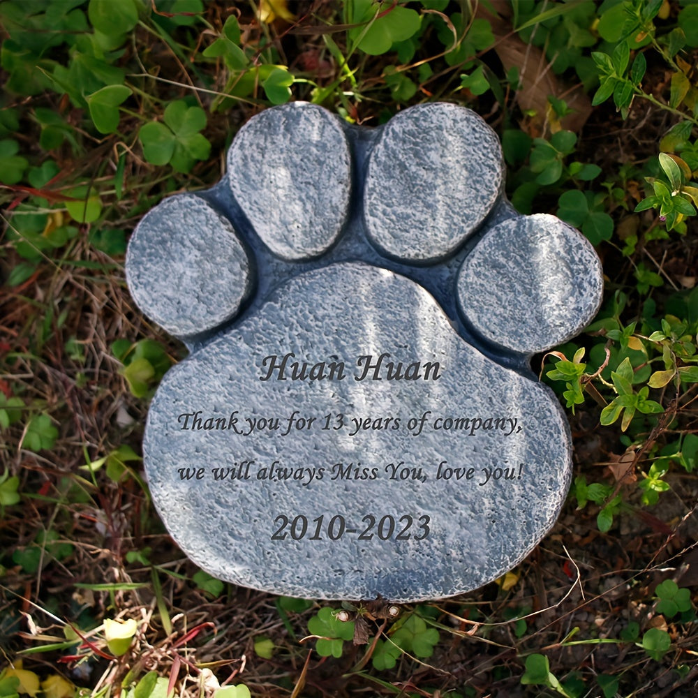 حجر تذكاري مخصص محفور بالنقش للحيوانات الأليفة، لوحة رأسية مطبوعة ببصمة كف القدم مخصصة من الراتنج للقطط والكلاب، لوحة تكريمية متينة للحديقة مع الاسم والتواريخ، هدية تعزية لفقدان الحيوان الأليف