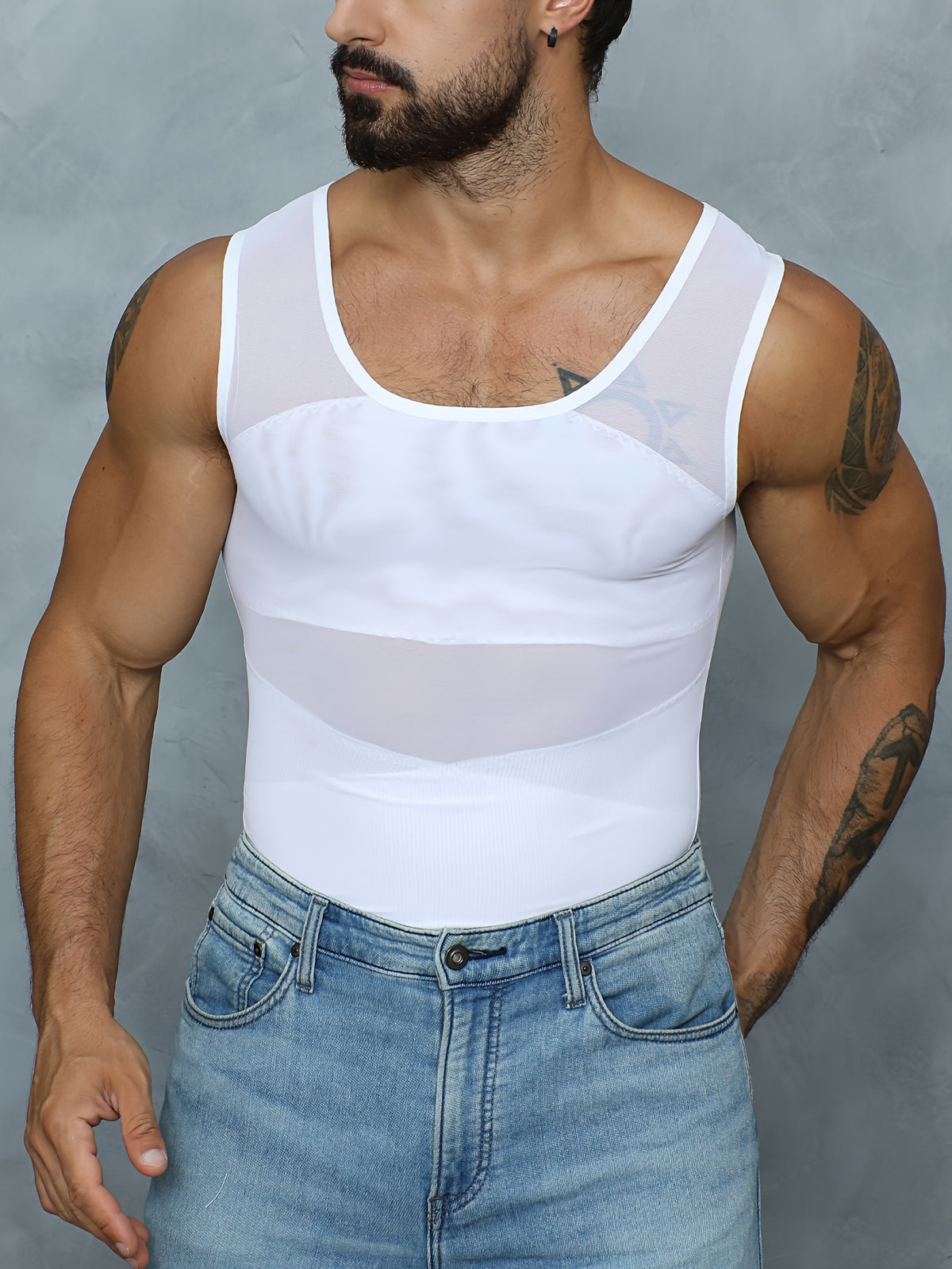 قميص رجالي للتعافي بعد الجراحة والتمارين - فائق النحافة وقابل للتنفس بدون خياطة مع تصميم متقاطع على الظهر، نسيج متوسط المرونة، قابل للغسل في الغسالة، أسود، مقاس متوسط، ملابس رياضية أنيقة، قماش بنسيج ناعم