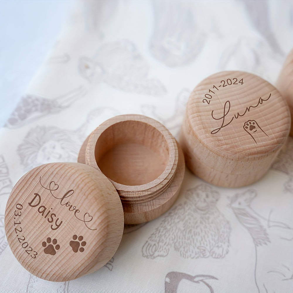 ذكرى لطيفة، صندوق تذكاري خشبي محفور حسب الطلب مع أجنحة ملاك وبصمة مخلب - تذكار شعر الكلب والقط الشخصي، هدية الفجيعة لفقدان الحيوان الأليف، تذكارات تذكارية