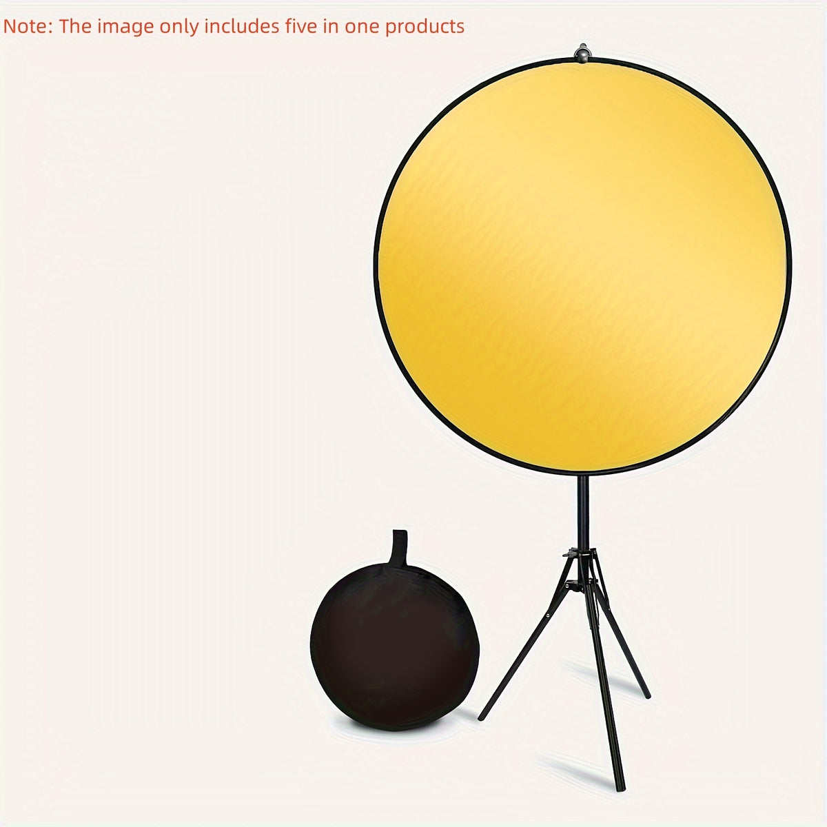 NEWKS عاكس قرص تصوير قابل للطي 5 في 1 مقاس 43 بوصة/110 سم - 5 ألوان (أبيض، أسود، فضي، ذهبي، شبه شفاف) - قابل للحمل للاستخدام في الاستوديو والهواء الطلق مع حامل ثلاثي القوائم أسود، معدات استوديو تصوير، تصميم أنيق، مادة متينة