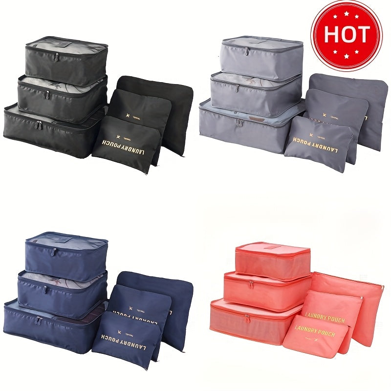 مجموعة منظم أمتعة سفر من القماش التويل 6 قطع، منظم أمتعة متعدد الوظائف مع أكياس ملابس وأحذية وملابس داخلية، توفير مساحة، تخزين وتعبئة أكياس تخزين محمولة، مجموعة أدوات سفر، حقيبة تخزين الملابس الداخلية، 6 أحجام، قابلة لإعادة الاستخدام والغسل، حقيبة منظم أس