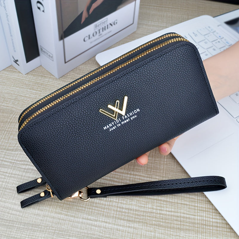 محفظة نسائية بسحاب مزدوج للعملات المعدنية | محفظة بسحاب مزدوج مع فتحات متعددة للبطاقات | سعة كبيرة | نمط كاجوال