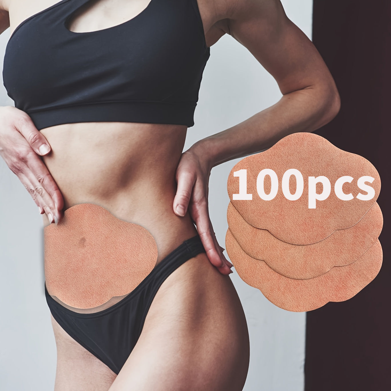 100 قطعة من البطانيات الحرارية النقية للبطن، قماش غير منسوج، دعم بعد اللياقة البدنية والرياضة، لا يتطلب بطارية