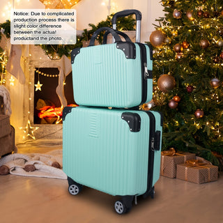 مجموعة حقائب سفر متينة من ABS+PC، 2 قطع، 18 بوصة و14 بوصة مع قفل تركيبي، عجلات دوارة، مقبض حديدي - حقيبة تروللي للسفر، حزمة كومبو، أمتعة للسفر