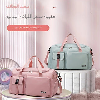 حقيبة سفر متعددة الاستخدامات من إيونوثيم - حقيبة ظهر رياضية كبيرة السعة مع حجرة أحذية منفصلة، مصنوعة من البوليستر بلون موحد، بإغلاق سحاب وحمالة كتف قابلة للإزالة، مثالية للسفر القصير والطويل والعطلات وجميع الفصول، لتخزين الأحذية