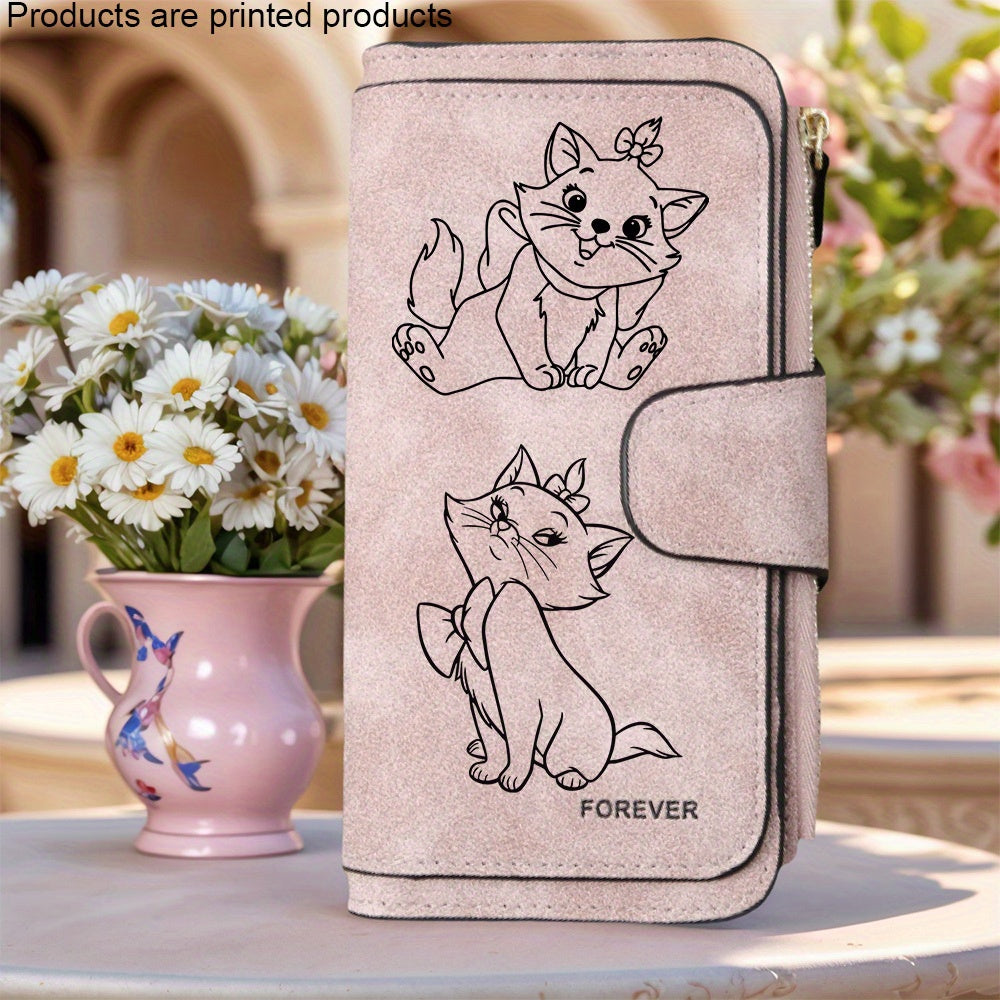 1 قطعة محفظة طويلة مارية القطة من ديزني لعيد جميع القديسين، حقيبة بطاقات متعددة الوظائف، حافظة بطاقات كبيرة السعة بتصميم رجعي، محفظة نقود يومية، هدايا عيد ميلاد أو حفلات (طباعة مسطحة 2D)، طباعة مسطحة 2D