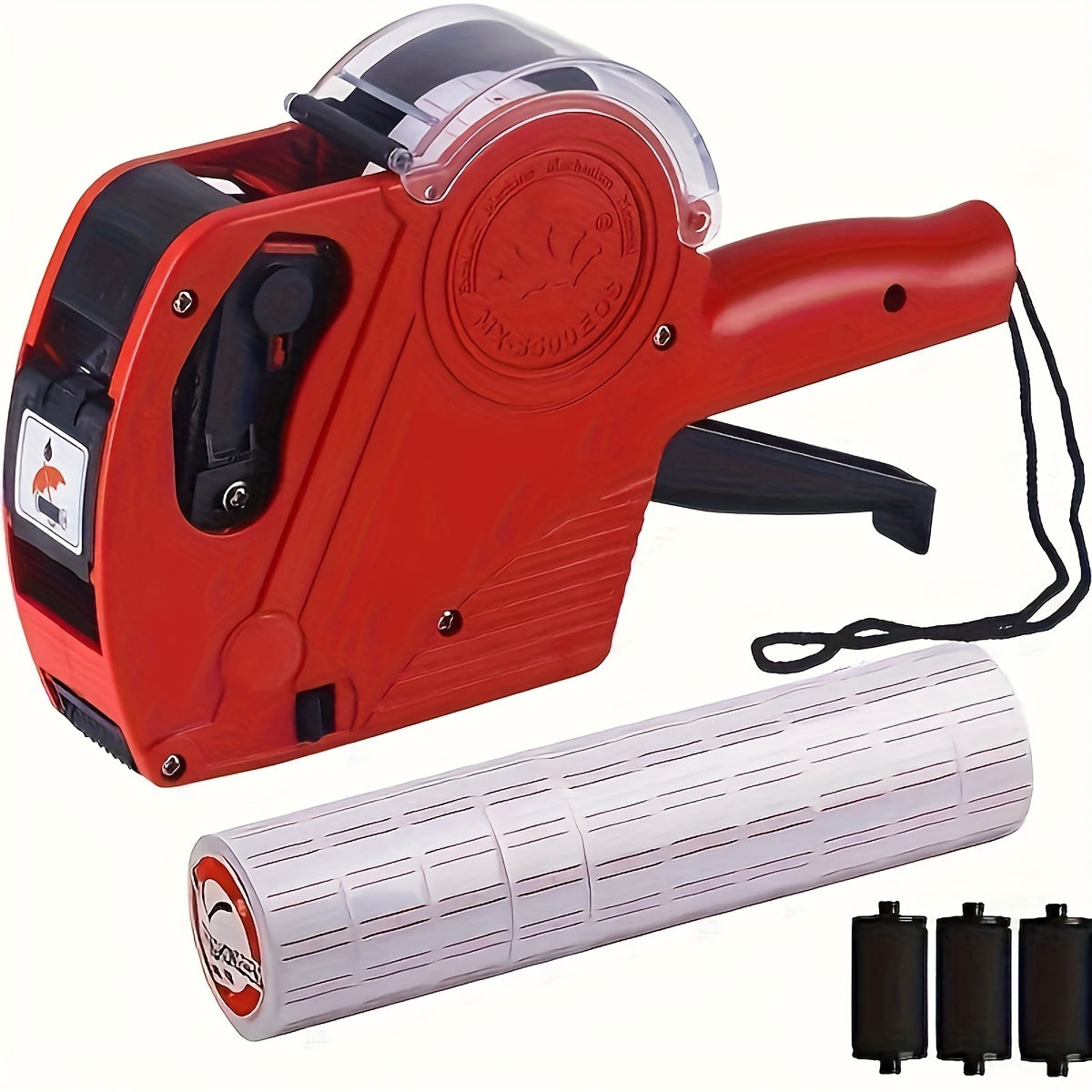 1 قطعة MX-55008 مسدس تسمية الرقم مع 5000 ملصق و3 أحبار، مجموعة مسدس تسعير الشركة المصنعة للمكتب، البيع بالتجزئة، البقالة، وضع العلامات التنظيمية (أحمر) مسدس تسمية رقمي