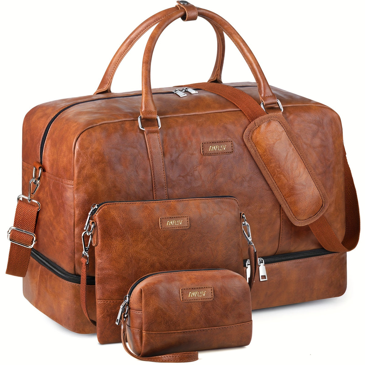 حقيبة نهاية الأسبوع للنساء، حقيبة سفر كبيرة مع جيب للأحذية وجيب للبلل، حقيبة توت للصالة الرياضية مع حقيبة أدوات الزينة، 3 قطع